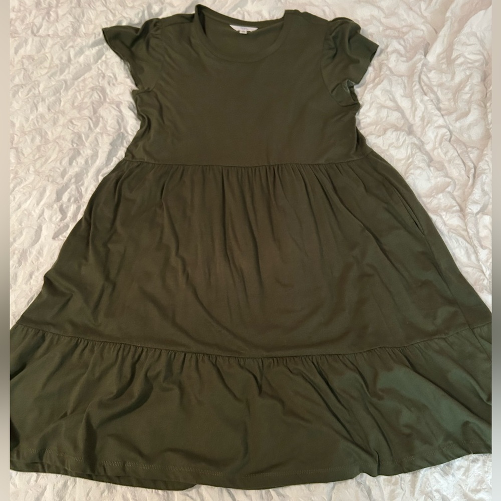 Time and Tru Green Tiered Dress Women’s Small